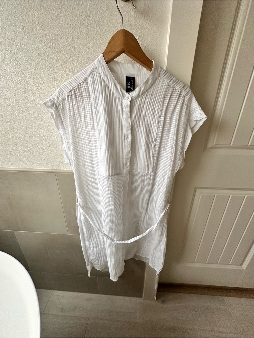Lightweight White Women's Swim Coverup Shirt Dress